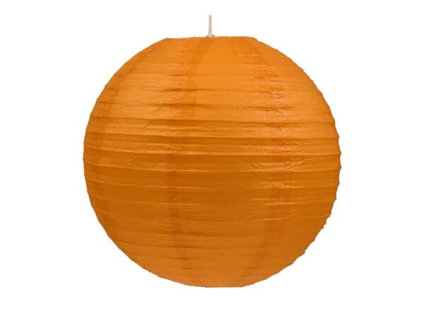 Pomarańczowy papierowy abażur Arivino kula 50 cm z poziomymi fałdami
