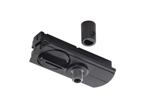 Czarny adapter do lamp wiszących do szyny jednofazowej, sam produkt