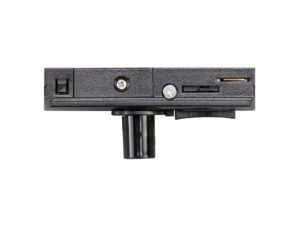 Miniaturka 3 - Czarny adapter szynowy jednofazowy z widocznymi śrubami mocującymi od tyłu