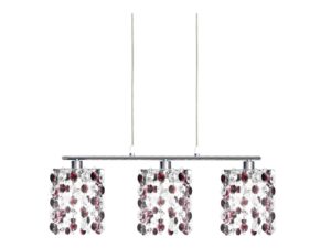 Miniaturka 2 - Lampa wisząca Alimena z trzema kloszami z kryształków w kolorze burgund