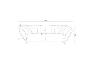 Miniaturka 1 - Sofa trzyosobowa Anvelio – rysunek z wymiarami