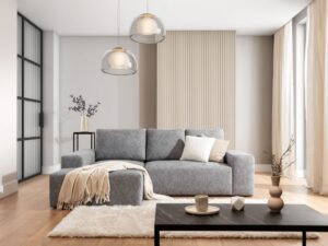 Miniaturka 5 - Narożnik z otomaną i luźnymi poduszkami Felvano 252 cm – zdjęcie 6