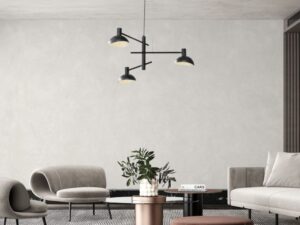 Miniaturka 5 - Aranżacja salonu z czarną lampą wiszącą Artis 3 nad stolikiem