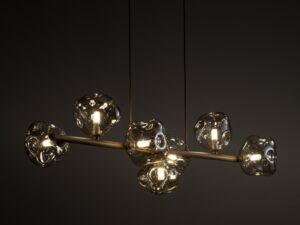 Miniaturka 3 - Aranżacja siedmiopunktowej lampy wiszącej Lava w piaskowym beżu
