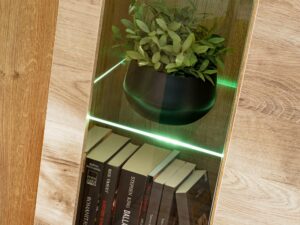 Miniaturka 3 - Meblościanka RTV z witrynami LED Arvanto 320 cm dąb Ribbeck czarna – zdjęcie 4