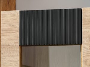 Miniaturka 4 - Meblościanka RTV z witrynami LED Arvanto 320 cm dąb Ribbeck czarna – zdjęcie 5
