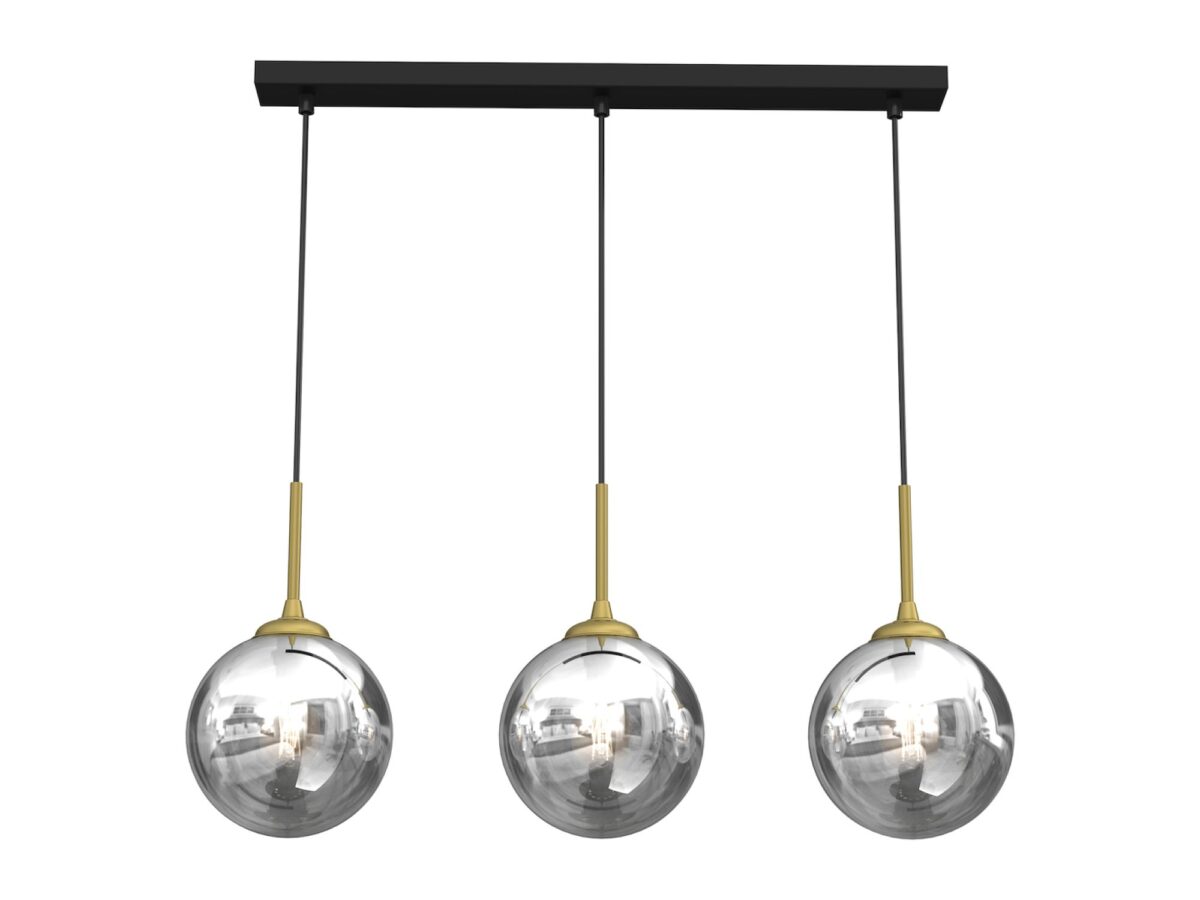 Lampa wisząca Astesora 3×E14 na listwie 70 cm czarno-złota