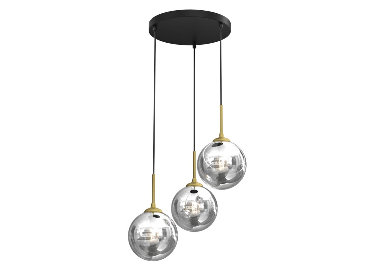 Lampa wisząca Astesora 3×E14 kaskadowa 40 cm czarno-złota