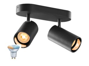 Miniaturka 2 - Asto Tube Smart Set Double – czarna lampa natynkowa z dwoma reflektorami GU10 ZigBee