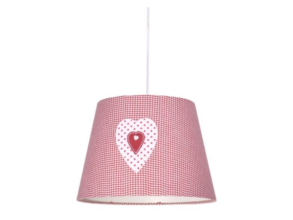 Lampa wisząca Avidino różowa kratka i dekoracyjne serce