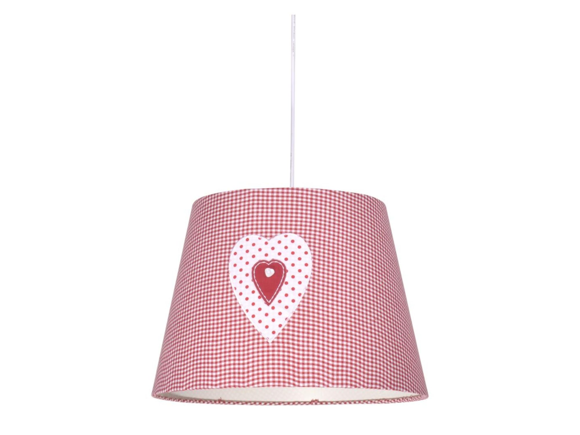 Lampa wisząca Avidino różowa w drobną kratkę z motywem serca