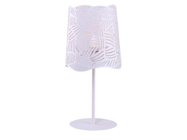 Lampa stołowa Avirela biała z ażurowym abażurem w liście
