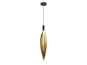 Miniaturka 9 - Lampa wisząca Avodela, klosz złoty, na białym tle