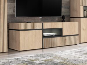 Miniaturka 3 - Szafka RTV Cresto 150 cm Hickory Jackson czarny w aranżacji