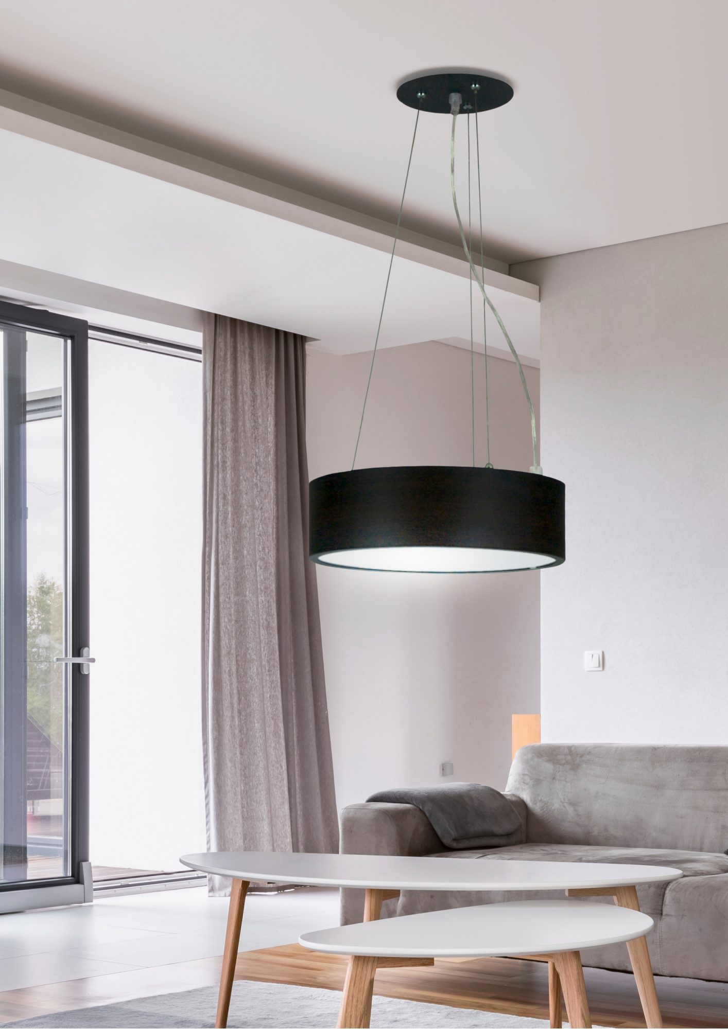 Lampa wisząca Balirano wenge LED w aranżacji pokoju