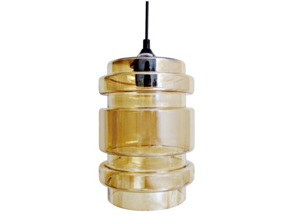 Lampa wisząca Balisano 17 cm z bursztynowym szklanym kloszem