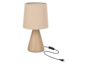 Miniaturka 1 - Lampka stołowa Beladeta brązowa z ceramiczną stożkową podstawą i welurowym abażurem