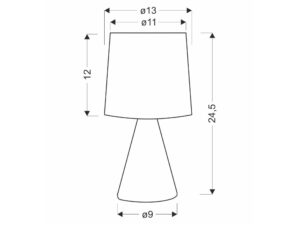 Miniaturka 7 - Rysunek wymiarowy brązowej lampki Beladeta 24,5 na 13 cm
