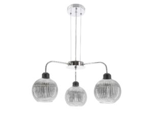 Miniaturka 2 - Lampa wisząca Beradona chromowana z trzema szklanymi kloszami