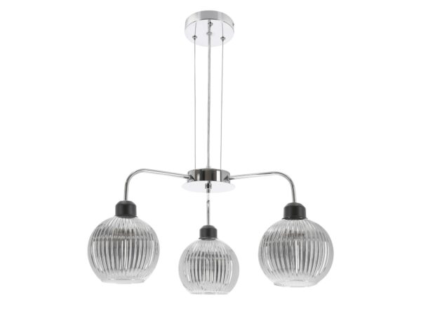 Lampa wisząca Beradona chromowana z trzema szklanymi kloszami