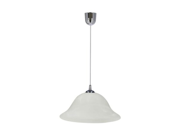 Lampa wisząca Beroveta chromowana z alabastrowym szklanym kloszem