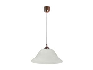 Miniaturka 1 - Lampa wisząca Beroveta miedziana z alabastrowym szklanym kloszem