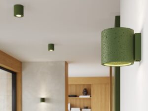 Miniaturka 5 - Betonowy kinkiet Norevia zielony oliwkowy oliwkowy w aranżacji przedpokoju