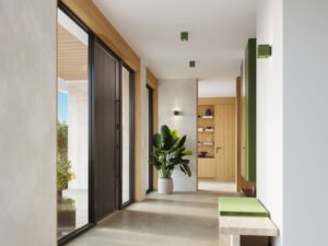 Miniaturka 7 - Betonowy kinkiet Solmira zielony oliwkowy oliwkowy w korytarzu