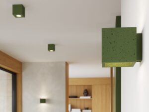 Miniaturka 9 - Betonowy kinkiet Solmira zielony oliwkowy oliwkowy na ścianie w przedpokoju – zbliżenie