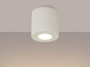 Miniaturka 2 - Betonowy plafon Norevia beżowy z włączonym światłem