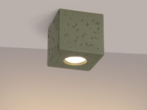 Miniaturka 2 - Betonowy plafon Solmira zielony oliwkowy oliwkowy z włączonym światłem