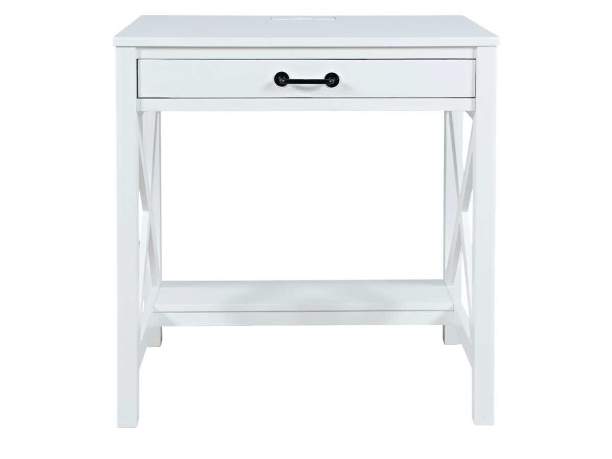 Biurko z szufladą i półką 76 cm białe – Avola