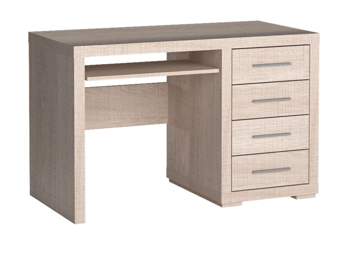Biurko Bertino 120 cm dąb Santana jasny – 4 szuflady