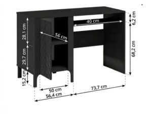 Miniaturka 5 - Biurko Fenita 135 cm czarne, wymiary szafki i przestrzeni pod blatem