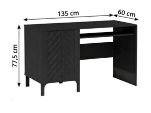 Miniaturka 4 - Biurko Fenita 135 cm czarne z wymiarami 135 na 60 na 77,5 cm