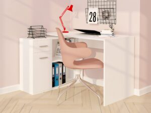 Miniaturka 2 - Biurko Navero w białym wariancie w aranżacji miejsca do pracy