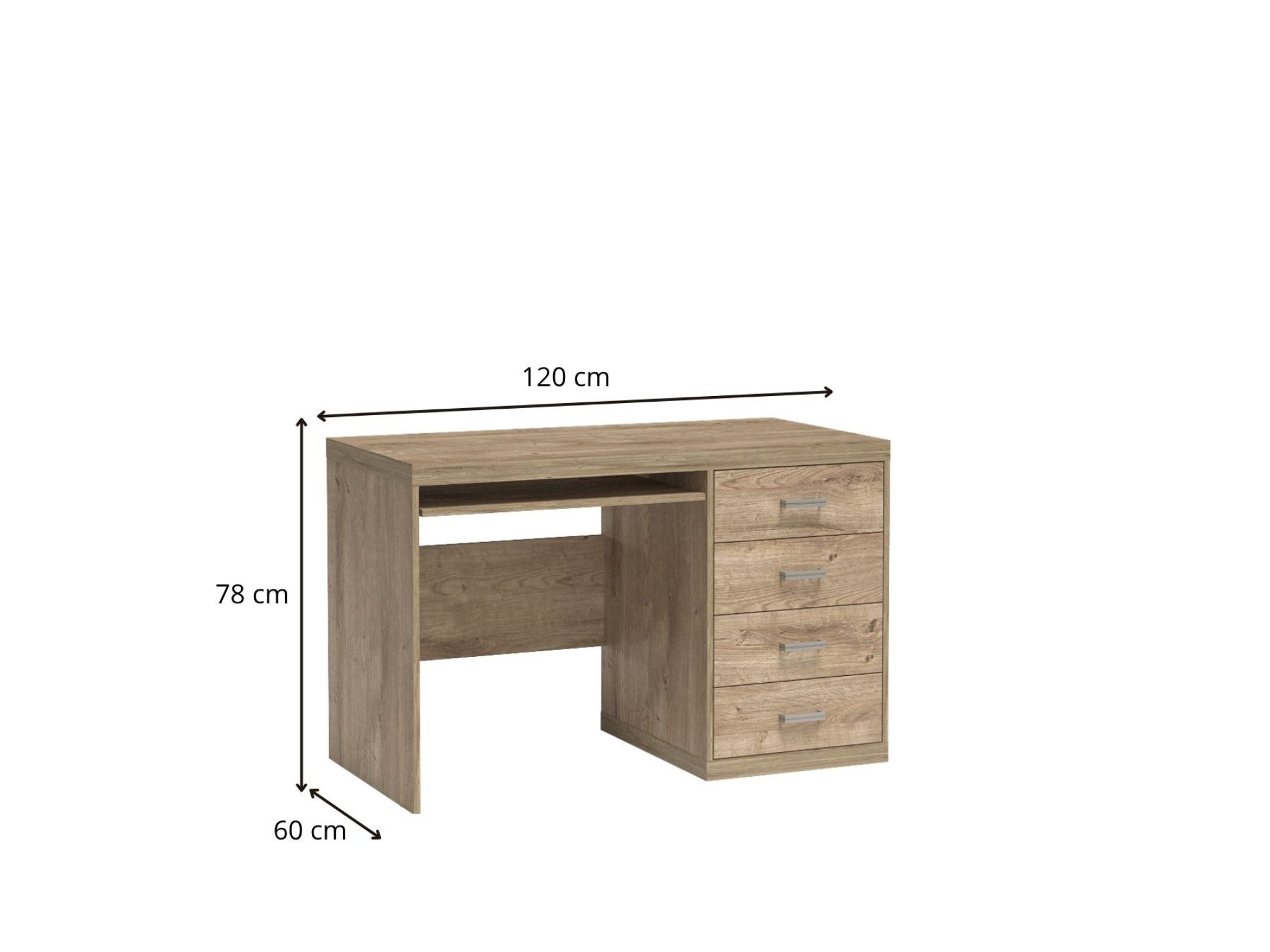 Wymiary biurka Pestano Ribbeck 120 na 60 na 78 cm