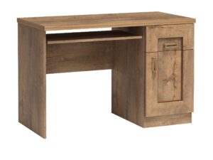 Miniaturka 4 - Biurko Pradella 118 cm Dąb lefkas z szufladą i szafką na białym tle
