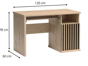 Miniaturka 3 - Biurko Sorenta z lamelami – rysunek wymiarów 120 × 60 × 78 cm