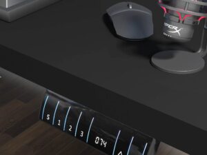 Miniaturka 4 - Biurko elektryczne Varius 140×70 cm czarny blat biały stelaż – zdjęcie 5