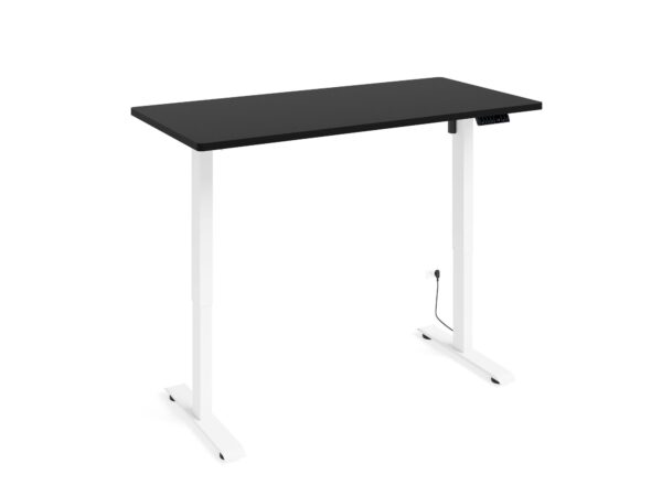 Biurko elektryczne Varius 140×70 cm czarny blat biały stelaż