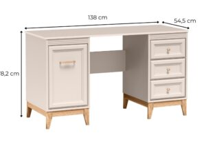 Miniaturka 4 - Biurko Velvara 138 cm, szerokość głębokość i wysokość