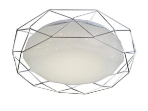 Miniaturka 3 - Plafon Caliveta chrom geometryczny kosz i biały klosz LED