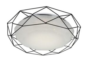Miniaturka 10 - Plafon Caliveta czarny geometryczny metalowy kosz biały klosz LED