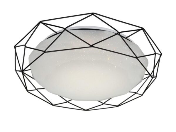Plafon Caliveta czarny geometryczny metalowy kosz biały klosz LED