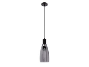 Miniaturka 4 - Lampa wisząca Camaso czarna ze szklanym szarym kloszem, wersja 13,5 cm