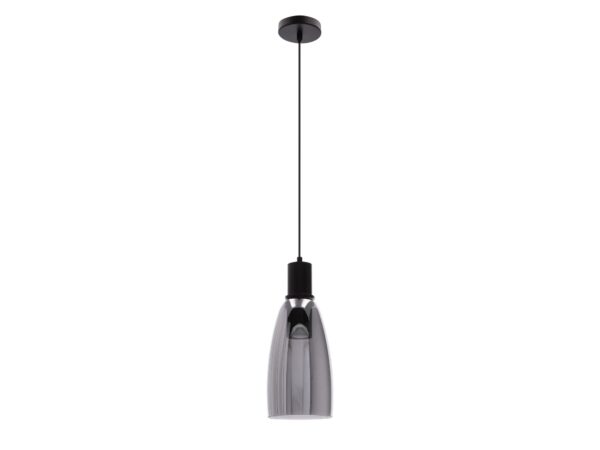 Lampa wisząca Camaso czarna ze szklanym szarym kloszem, wersja 13,5 cm
