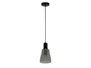 Miniaturka 1 - Lampa wisząca Camaso czarna ze szklanym szarym kloszem, wersja 14,5 cm