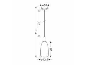 Miniaturka 2 - Rysunek wymiarowy lampy wiszącej Camaso w wersji o szerokości 13,5 cm