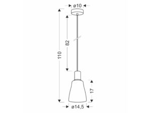 Miniaturka 3 - Rysunek wymiarowy lampy wiszącej Camaso w wersji o szerokości 14,5 cm